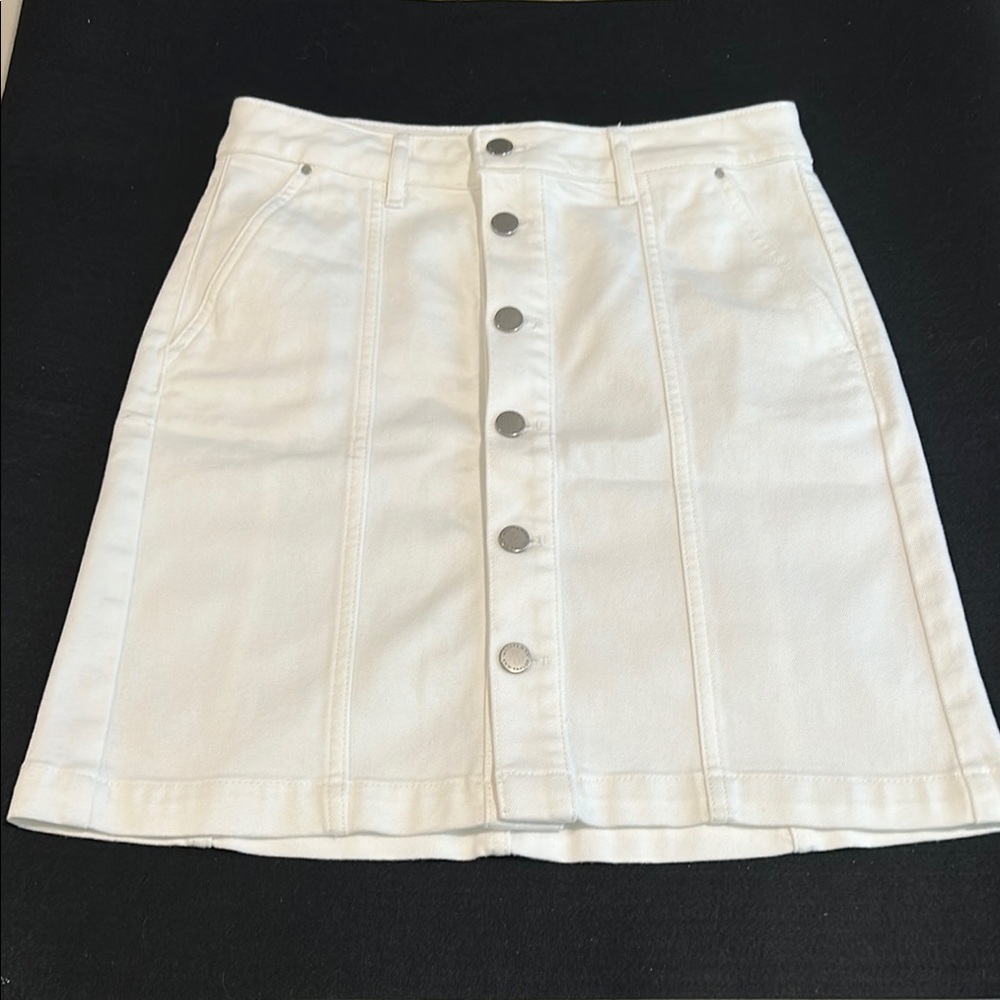 Ann Taylor White Mini A-Line Denim Skirt